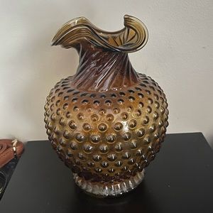Amber Glass Tiara Indiana Hobnail Vase